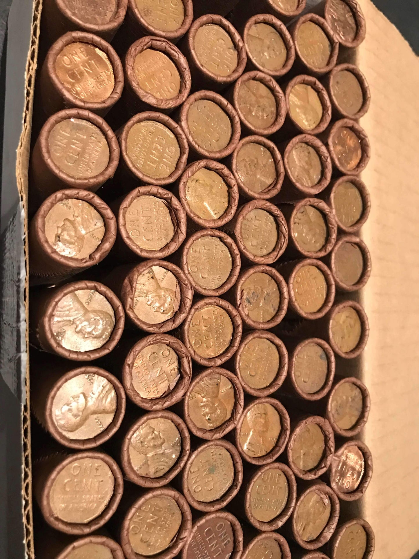 TIGHTLY CRIMPED ROLLS OF OLD WRAPPED WHEAT PENNIES