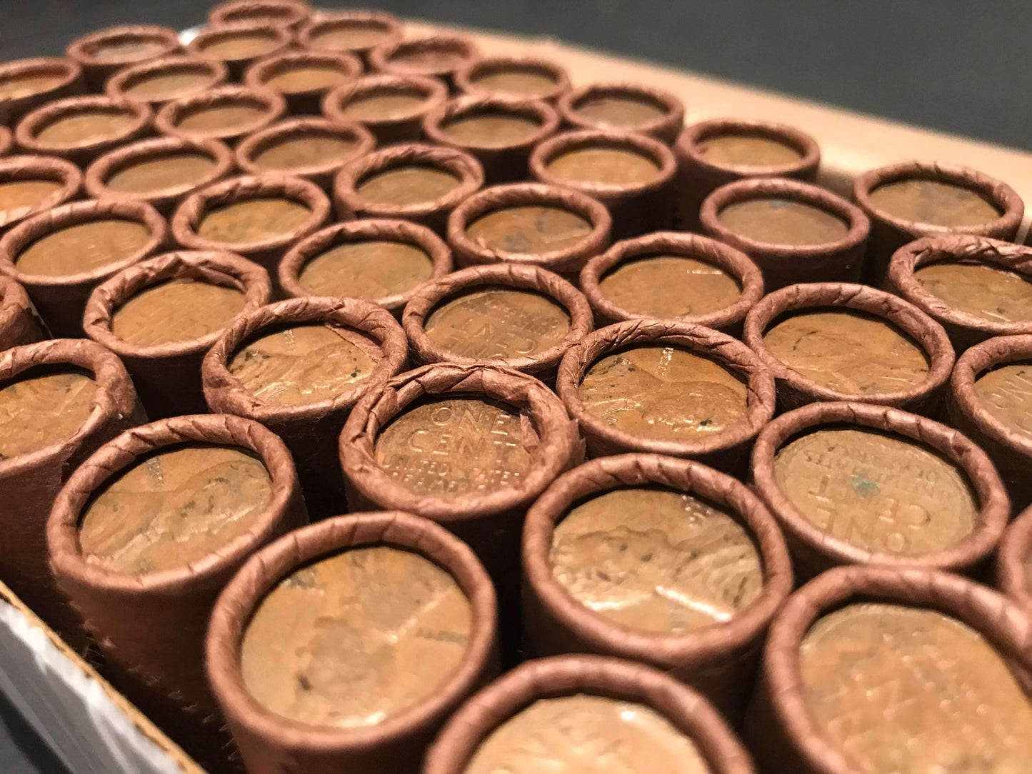 TIGHTLY CRIMPED ROLLS OF OLD WRAPPED WHEAT PENNIES