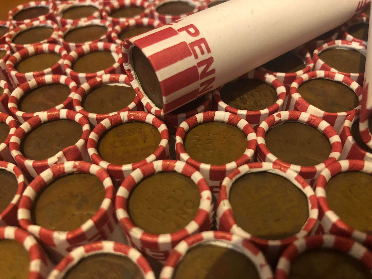 TIGHTLY CRIMPED ORIGINAL BANK WRAPPED ROLLS OF EARLY DATE WHEAT CENTS (1909-1939)