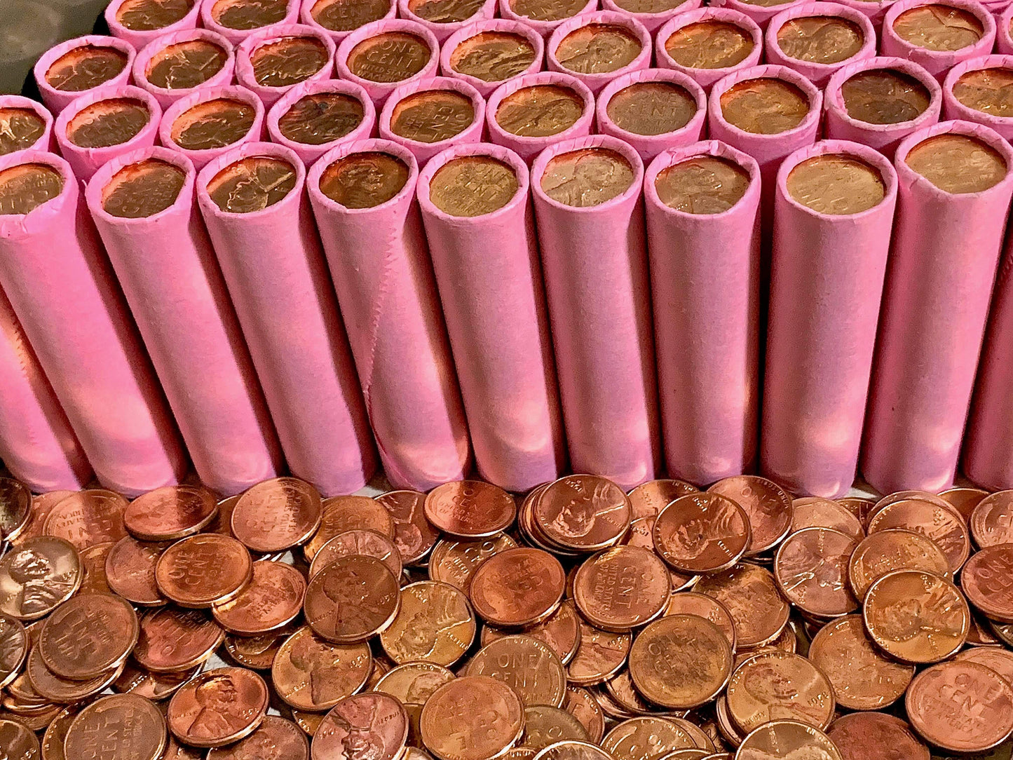 VINTAGE PINK BANK ROLL WITH A BU WHEAT SHOWING