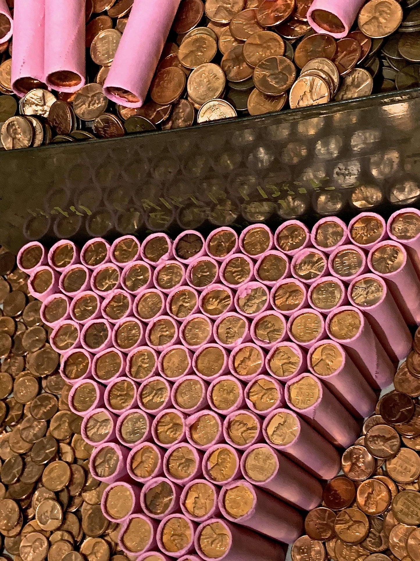 VINTAGE PINK BANK ROLL WITH A BU WHEAT SHOWING