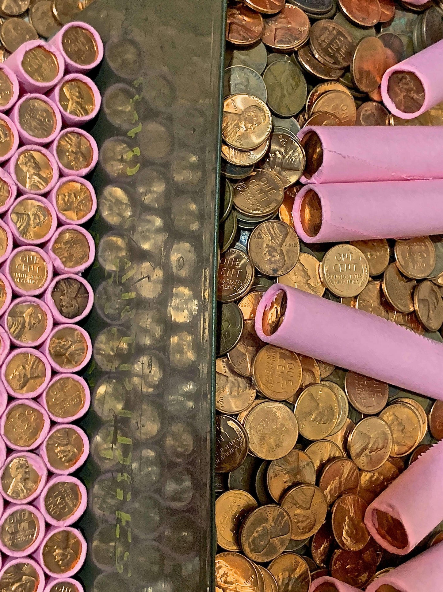 VINTAGE PINK BANK ROLL WITH A BU WHEAT SHOWING