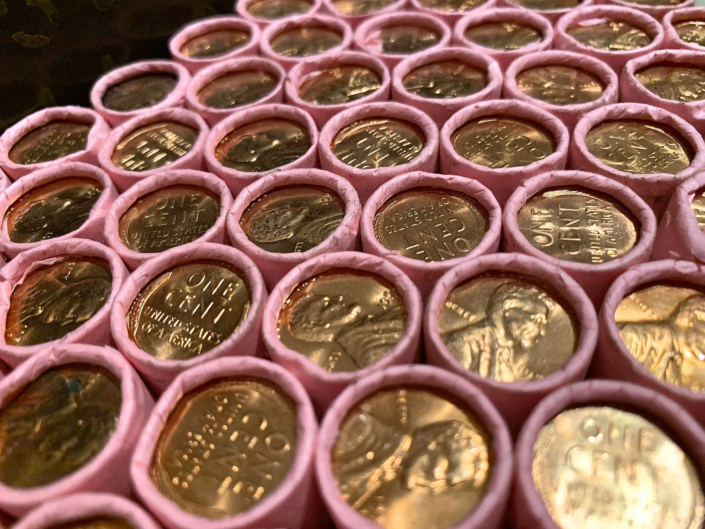 VINTAGE PINK BANK ROLL WITH A BU WHEAT SHOWING