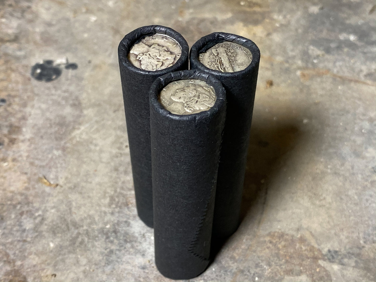 1 SILVER MERCURY DIME showing on vintage unsearched old black wheat penny roll us coins estate collection cent sale pennies lot hoard