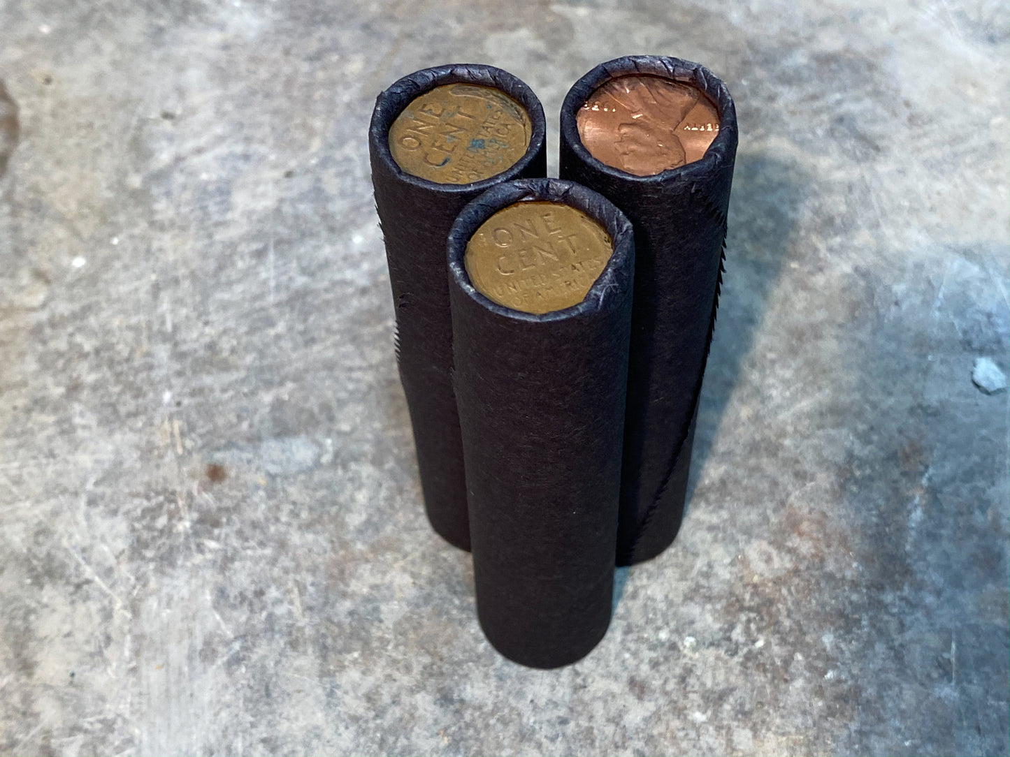 WHEAT PENNY ROLL black old unsearched wrapped us coin cents estate money hoard sale lot vintage pennies rolls cent coins