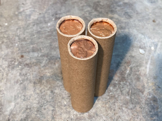 UNCIRCULATED WHEAT CENT showing on the end of old vintage us wheat penny roll coins estate lot sale vintage hoard collection hoard