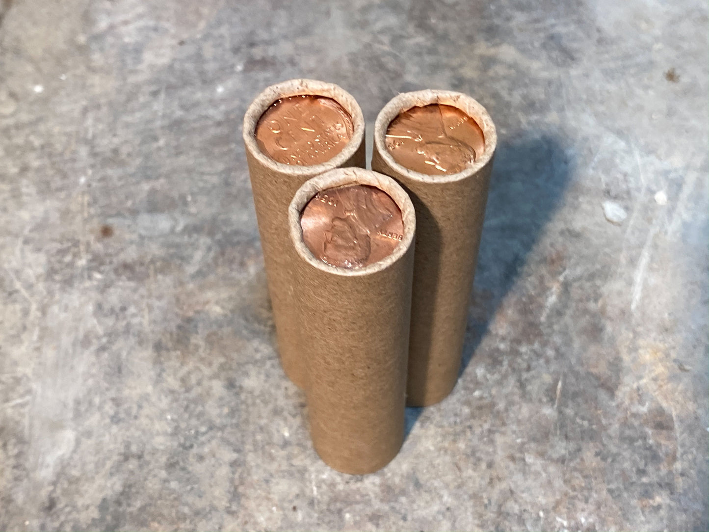 UNCIRCULATED WHEAT CENT showing on the end of old vintage us wheat penny roll coins estate lot sale vintage hoard collection hoard