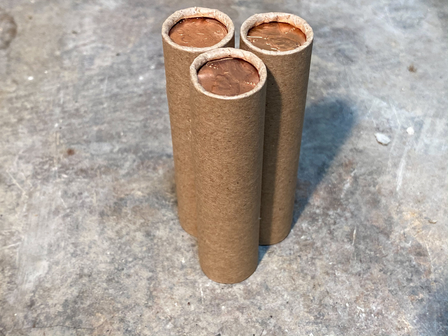 UNCIRCULATED WHEAT CENT showing on the end of old vintage us wheat penny roll coins estate lot sale vintage hoard collection hoard