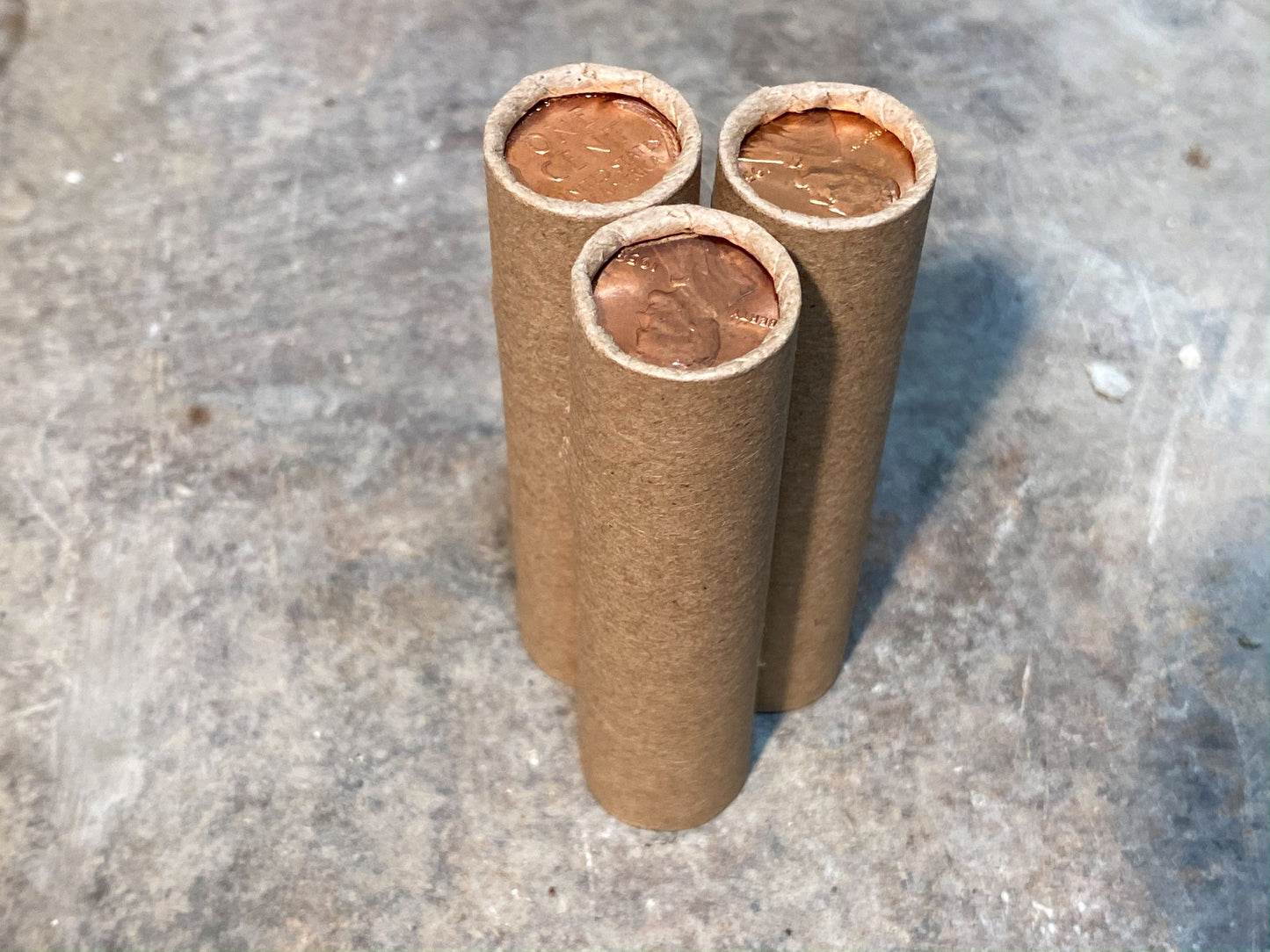 UNCIRCULATED WHEAT CENT showing on the end of old vintage us wheat penny roll coins estate lot sale vintage hoard collection hoard