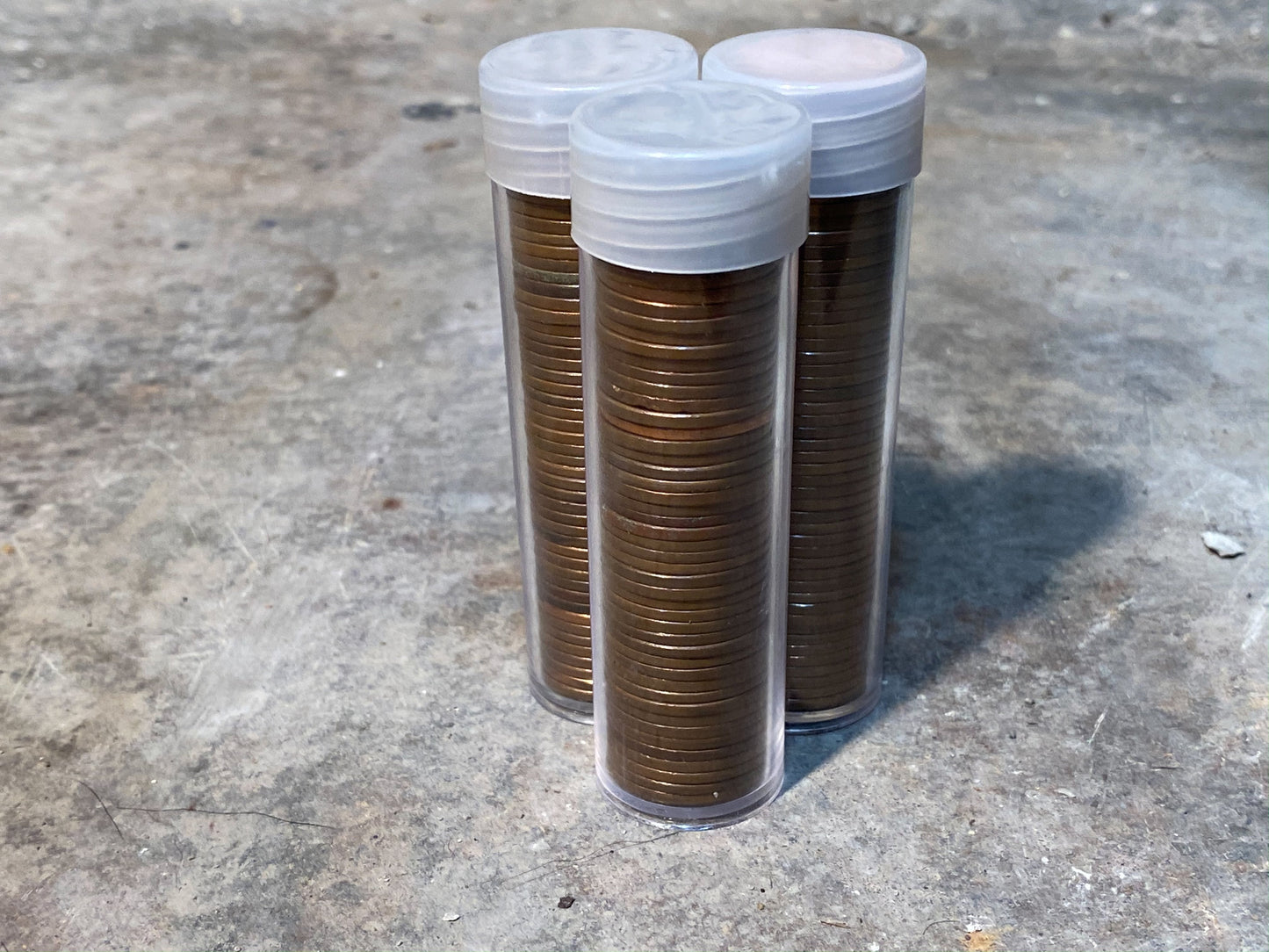 WHEAT PENNY ROLL clear tube old vintage unsearched us coin cent estate money hoard sale lot vintage pennies rolls cent coins