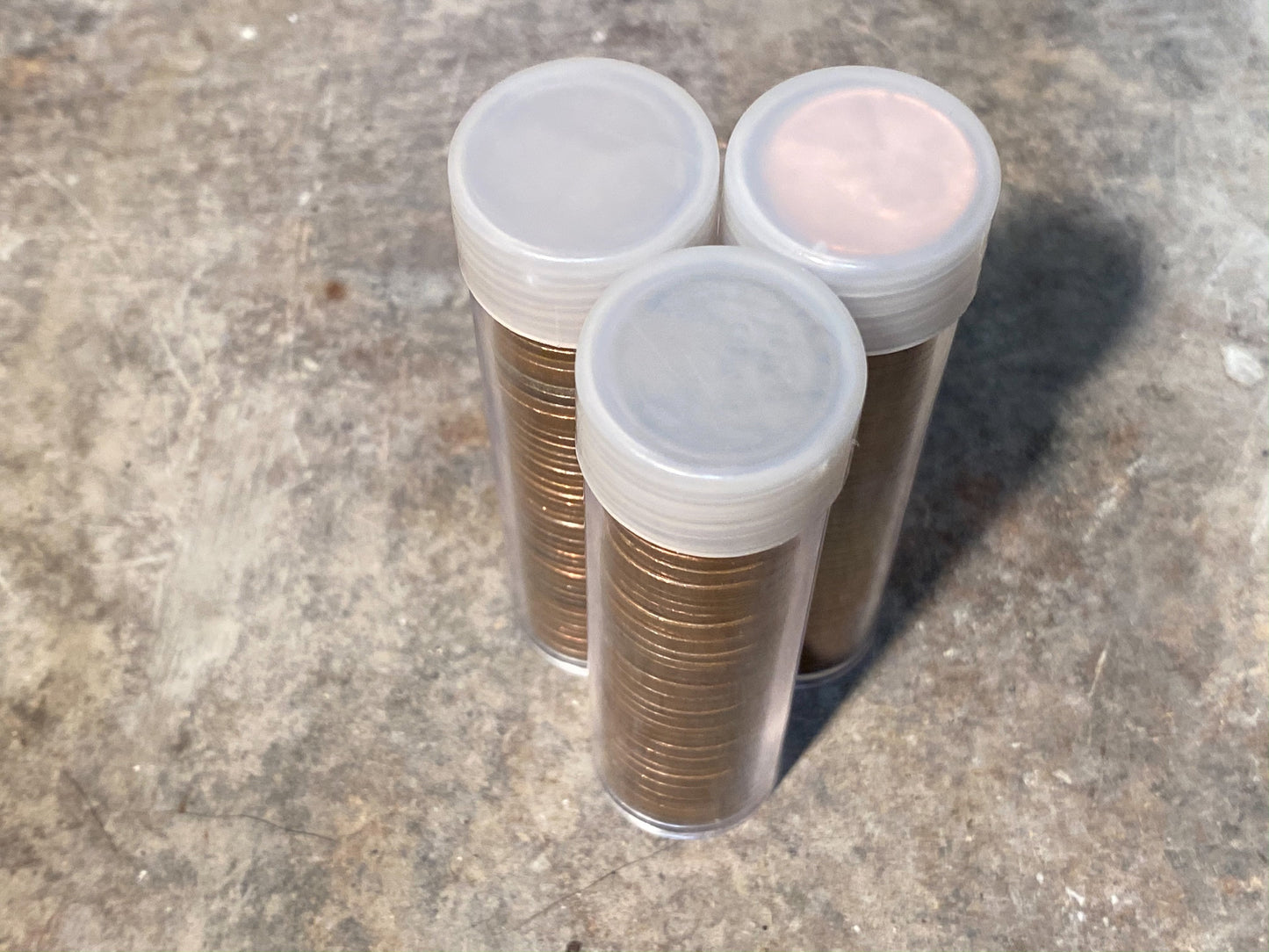 WHEAT PENNY ROLL clear tube old vintage unsearched us coin cent estate money hoard sale lot vintage pennies rolls cent coins