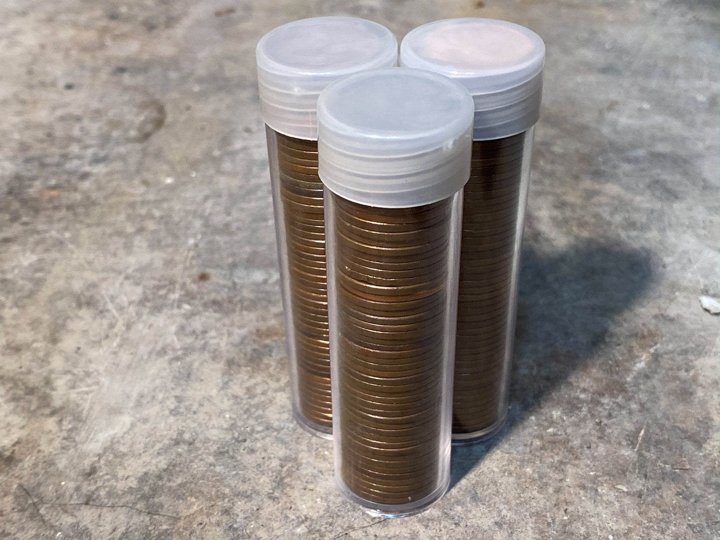 WHEAT PENNY ROLL clear tube old vintage unsearched us coin cent estate money hoard sale lot vintage pennies rolls cent coins