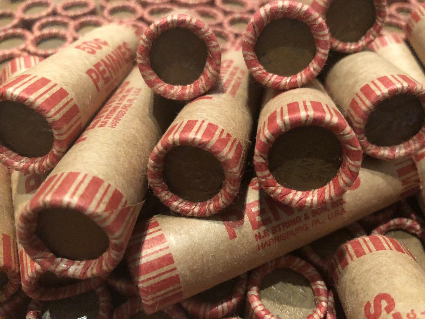 N.F. STRING & SON BANK WRAPPED ROLLS OF OLD WHEAT CENTS