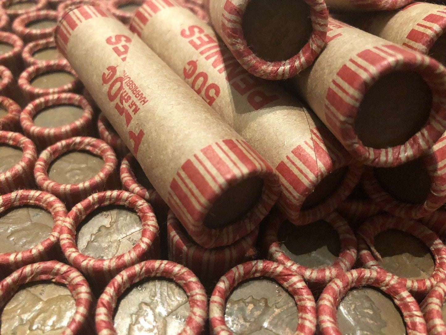 N.F. STRING & SON BANK WRAPPED ROLLS OF OLD WHEAT CENTS