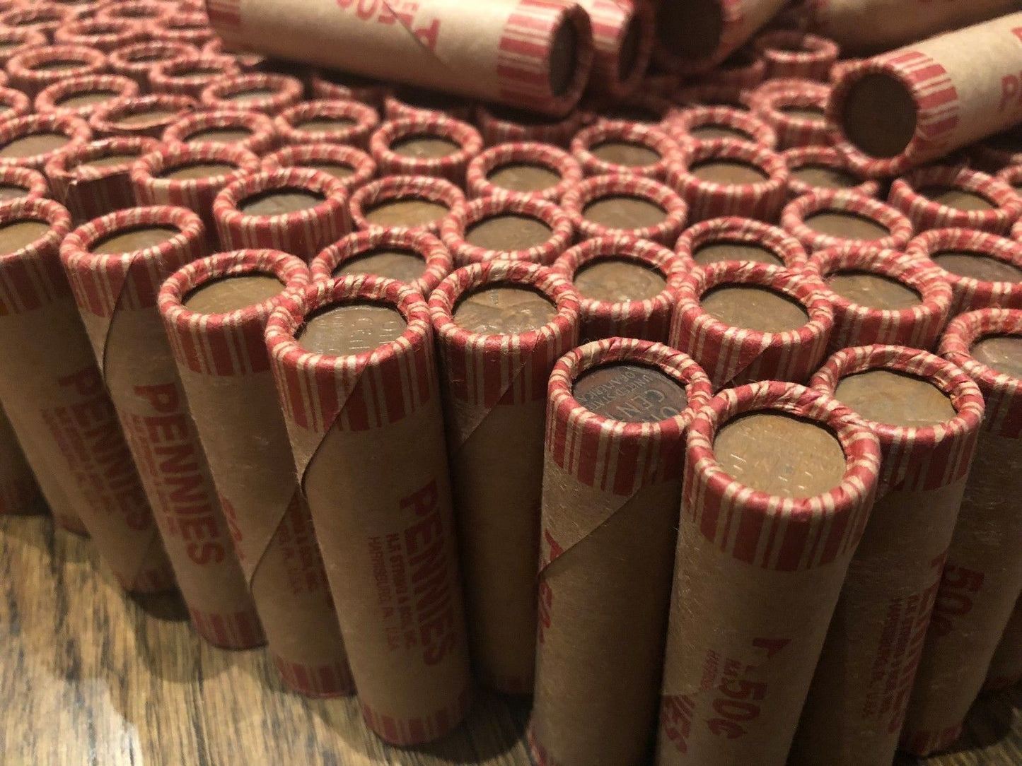 N.F. STRING & SON BANK WRAPPED ROLLS OF OLD WHEAT CENTS