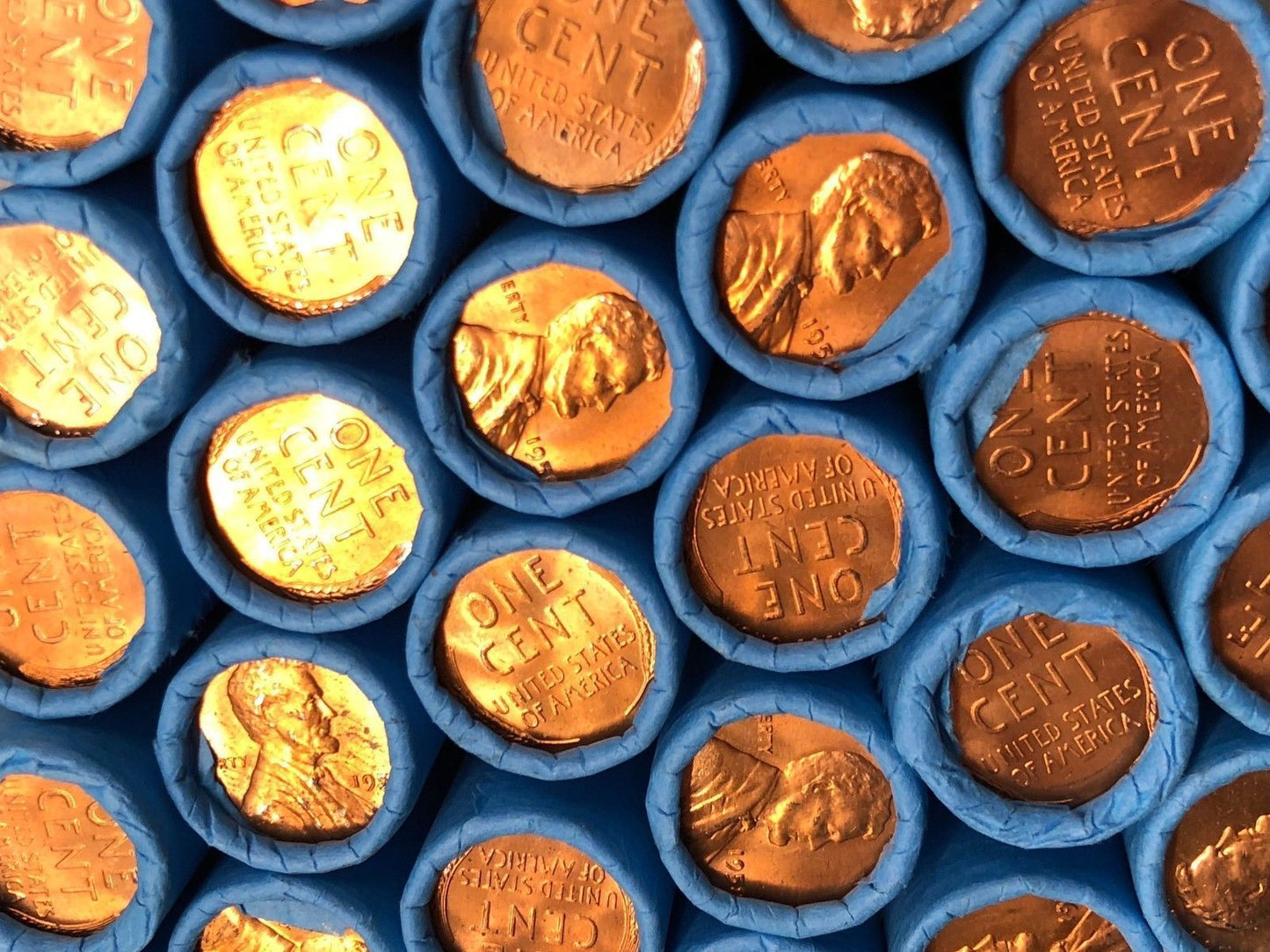 VINTAGE BLUE WHEAT PENNY ROLLS