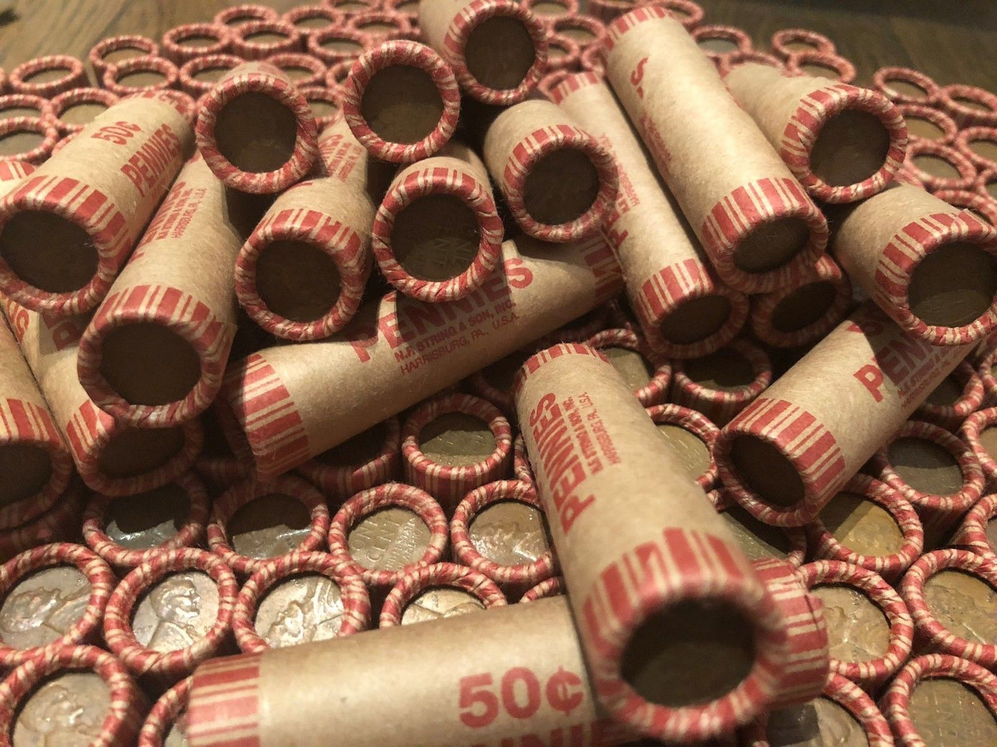 N.F. STRING & SON BANK WRAPPED ROLLS OF OLD WHEAT CENTS