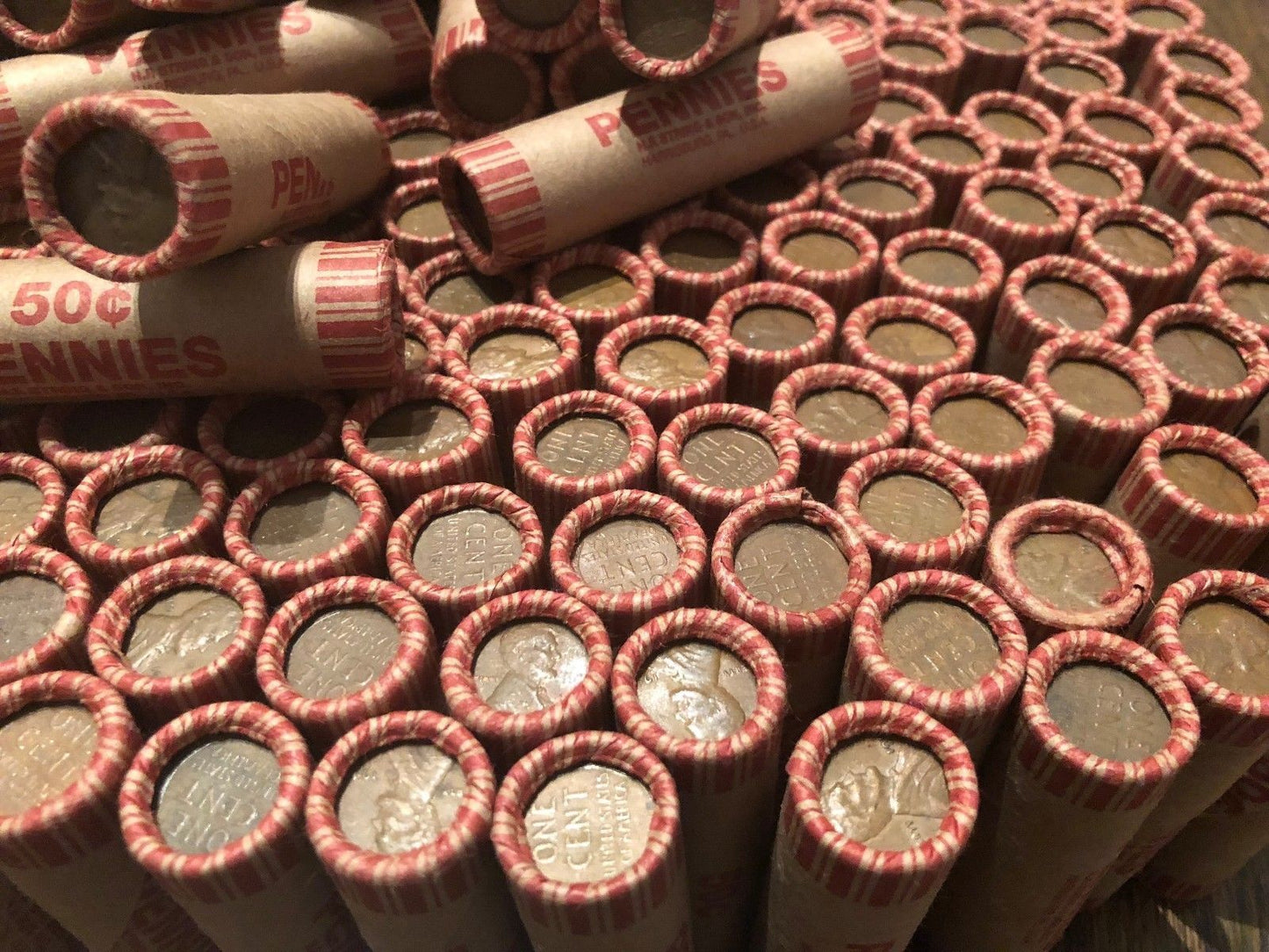 N.F. STRING & SON BANK WRAPPED ROLLS OF OLD WHEAT CENTS