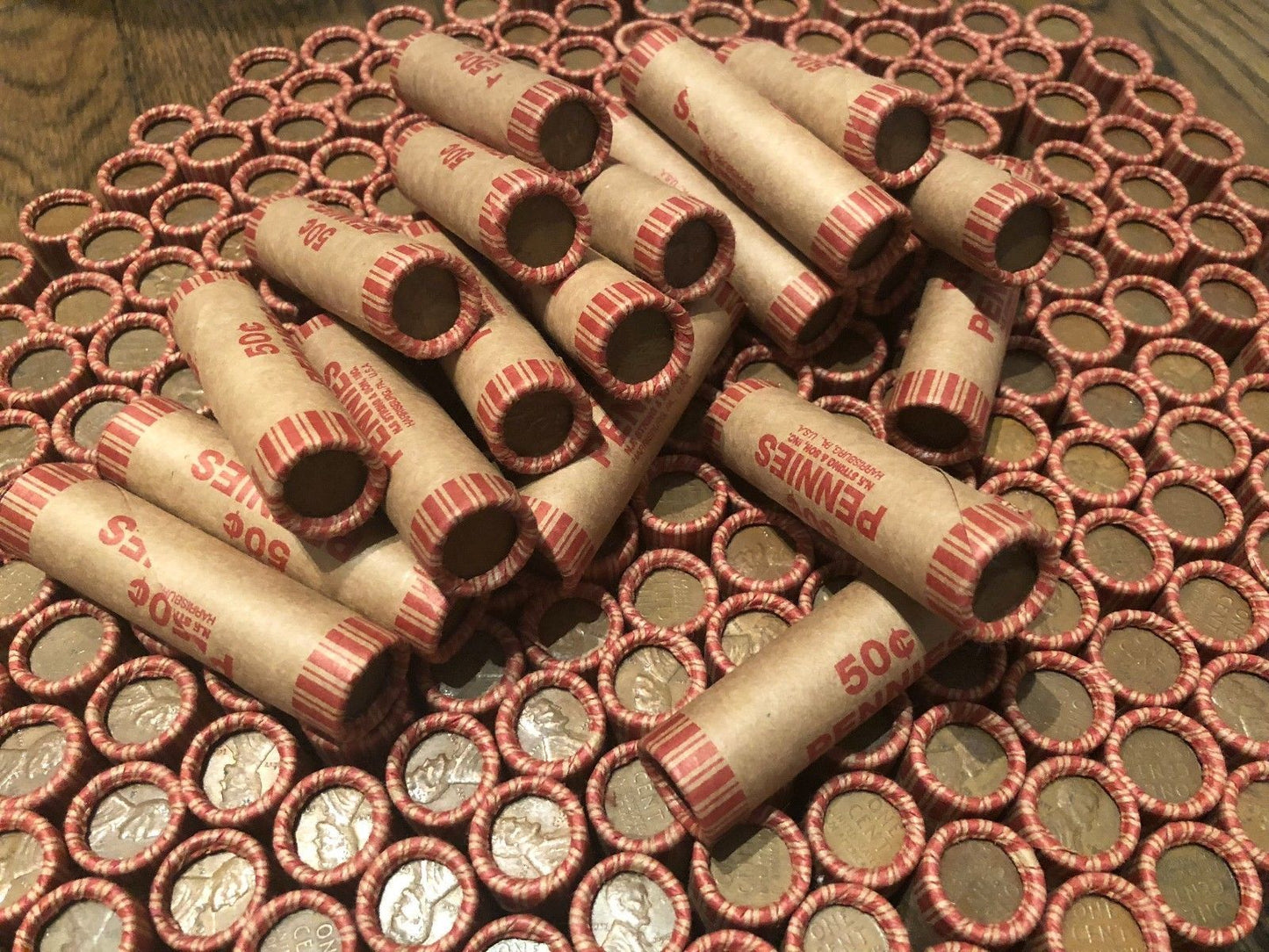 N.F. STRING & SON BANK WRAPPED ROLLS OF OLD WHEAT CENTS